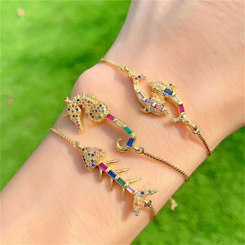 TTLIFE Bohemian Bracelet Zircon Bracelet Gold Adjustable Micro-Inlay Colored Zircon Bangle Ocean Wind Dolphin Jewelry For women
TTLIFE Bohemian Bracelet Zircon Bracelet Gold Adjustable Micro-Inlay Colored Zircon Bangle Ocean Wind Dolphin Jewelry For women
