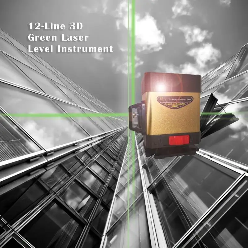 12 Lines 3D Green Laser Level Remote Control Vertical Horizontal Self-leveling Automatic Leveling Touch Groundwire Instrument
12 Lines 3D Green Laser Level Remote Control Vertical Horizontal Self-leveling Automatic Leveling Touch Groundwire Instrument