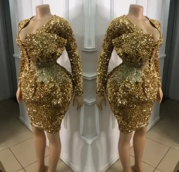 Elegant African Sequins Short Prom Dresses Mermaid Night Cocktial Dress 2020 Full Sleeves Beaded Party Gowns Robe De Soiree
Elegant African Sequins Short Prom Dresses Mermaid Night Cocktial Dress 2020 Full Sleeves Beaded Party Gowns Robe De Soiree