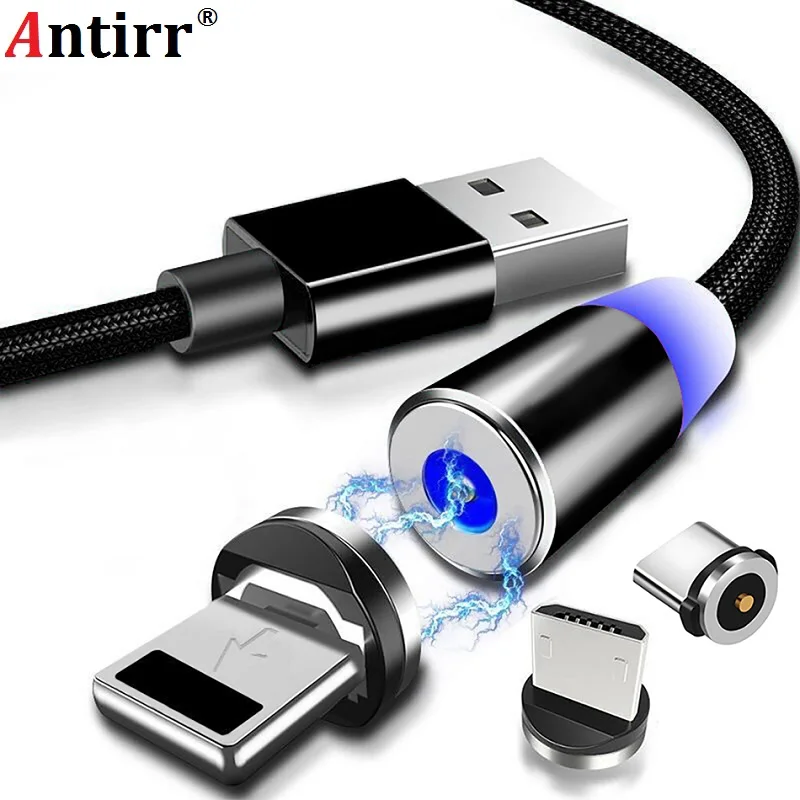 Круглый Магнитный кабель 8 Pin Type C Micro USB штекер для быстрой зарядки телефона