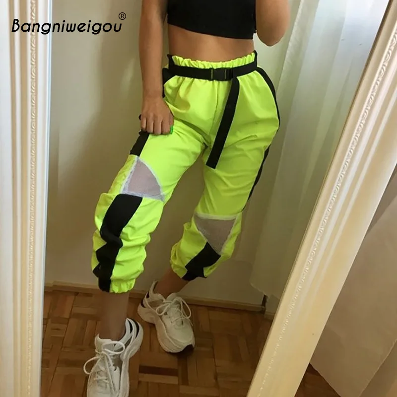 Bangniweigou Mesh Spliced Neon Green Spring Cargo Pants Casual Street Panel Loose Active Jogging Trousers High Waist
Bangniweigou Mesh Spliced Neon Green Spring Cargo Pants Casual Street Panel Loose Active Jogging Trousers High Waist