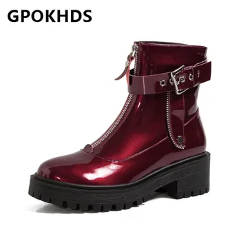 GPOKHDS 2021 women Ankle boot Patent Leather Winter short plush Round Toe Metal Decoration High heels female Riding boot size 39
GPOKHDS 2021 women Ankle boot Patent Leather Winter short plush Round Toe Metal Decoration High heels female Riding boot size 39