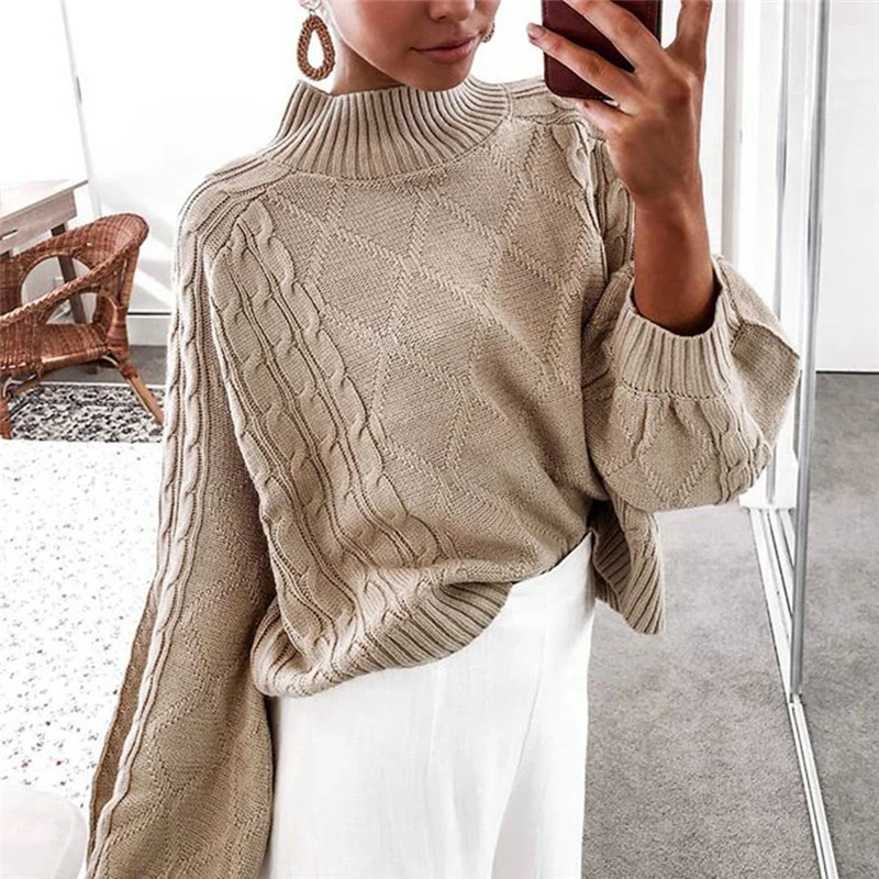Lantern Sleeve Half Turtleneck Knitted Sweater Women Autumn Winter Oversized Sweaters Pullover Female Jumpers WLD794
Lantern Sleeve Half Turtleneck Knitted Sweater Women Autumn Winter Oversized Sweaters Pullover Female Jumpers WLD794