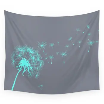 

Gray And Teal Dandelion Printed Tapestry Wall Hanging Coverlet Bedding Sheet Throw Bedspread Living Room Tapestries Dorm Decor