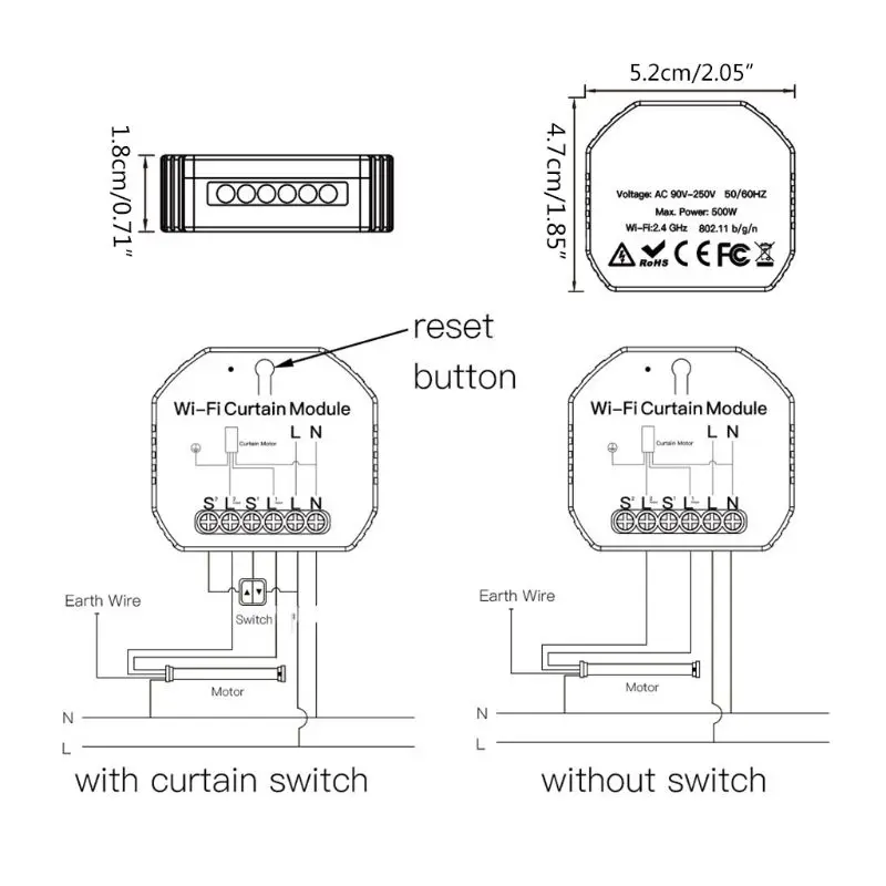 WiFi RF Smart Curtain Module Switch Roller Blinds Shutter Motor Timer Setting MOLC
WiFi RF Smart Curtain Module Switch Roller Blinds Shutter Motor Timer Setting MOLC