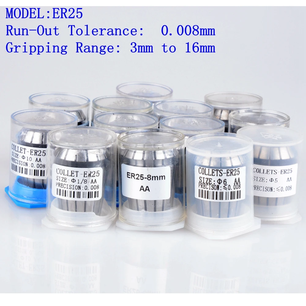 1pcs ER25 3-16mm AA high Precision 0.008 Spring Collet CNC Milling Lathe Tool ER25 Spring Collet Chuck
1pcs ER25 3-16mm AA high Precision 0.008 Spring Collet CNC Milling Lathe Tool ER25 Spring Collet Chuck