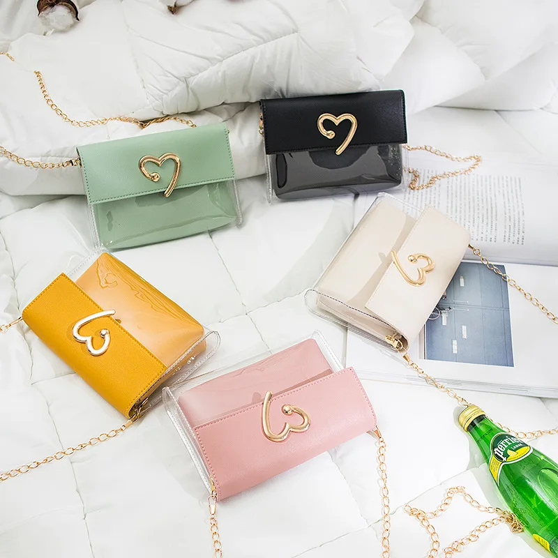 WOMEN'S Shoulder Bag 2019 New Style Korean-style Transparent Contrast Color Square Sling Bag Heart Shape Lock Shoulder Phone Bag
WOMEN'S Shoulder Bag 2019 New Style Korean-style Transparent Contrast Color Square Sling Bag Heart Shape Lock Shoulder Phone Bag
