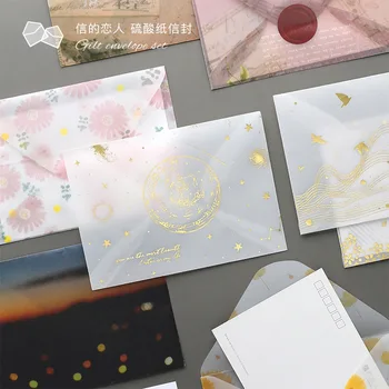 3 Pcs/pack Hot Stamping Flower Sunset Golden Translucent Envelope Message Card Letter Stationary Storage Paper Gift 
3 Pcs/pack Hot Stamping Flower Sunset Golden Translucent Envelope Message Card Letter Stationary Storage Paper Gift