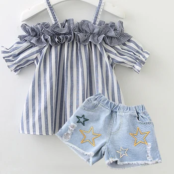 Girls Clothes New Summer Children Clothes Spliced lace Stripe Sling Sleeveless Tops+Pant 2-6Y Girls Set 
Girls Clothes New Summer Children Clothes Spliced lace Stripe Sling Sleeveless Tops+Pant 2-6Y Girls Set