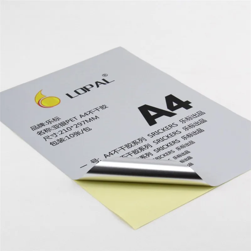 10pcs PET Adhesive Label Sheets A4 Vinyl Stickers Matt Sliver for Laser and Inkjet Printer 210 X 297mm
10pcs PET Adhesive Label Sheets A4 Vinyl Stickers Matt Sliver for Laser and Inkjet Printer 210 X 297mm