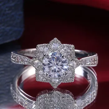 Luxury Female Girls White Zircon Flower Wedding Ring CZ Stone Ring Promise Engagement Rings For Women
Luxury Female Girls White Zircon Flower Wedding Ring CZ Stone Ring Promise Engagement Rings For Women