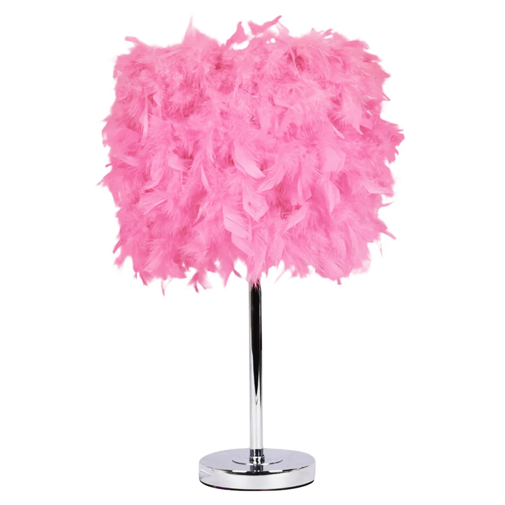 Generic LED Night Romantic Feather Lampshade LED Lights Table Lamp