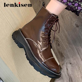 Lenkisen genuine leather high fashion platform thick bottom round toe high heel zipper korean girls keep warm ankle boots L19
Lenkisen genuine leather high fashion platform thick bottom round toe high heel zipper korean girls keep warm ankle boots L19