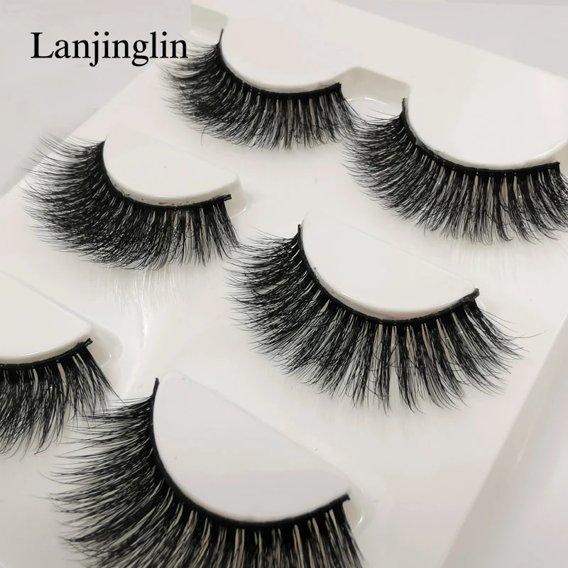 LANJINGLIN False Eyelashes 3 pairs 3D Mink Lashes Soft Natural Wispy Handmade Faux Mink Lashes Extension Makeup Kit Tool 12 Hea201335c171463c9aefd0e2878f0034u