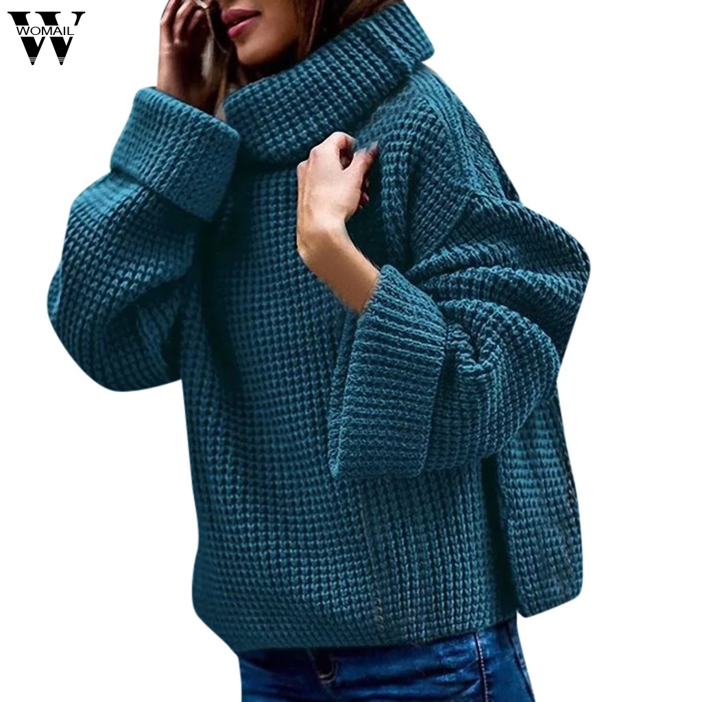 Womail sweater Women's Lady High Sweater Casual Solid autumn Winter Turtleneck Sweater Female Solid Long Sleeve Sweater Knitwear 
Womail sweater Women's Lady High Sweater Casual Solid autumn Winter Turtleneck Sweater Female Solid Long Sleeve Sweater Knitwear