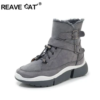 REAVE CAT Women's Platform Ankle Boots Genuine Leather Fur Wool Bukle Snow Winter warm Boots Elastic band Round Toe size 35-39
REAVE CAT Women's Platform Ankle Boots Genuine Leather Fur Wool Bukle Snow Winter warm Boots Elastic band Round Toe size 35-39