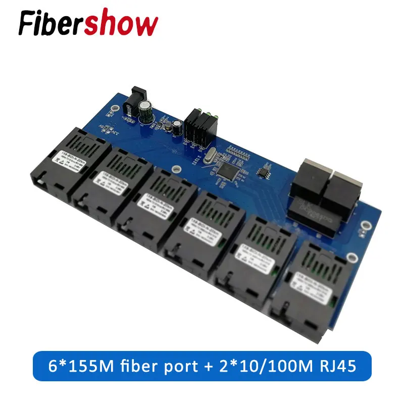 10/100M Fast Ethernet switch Converter 20KM Ethernet Fiber Optical Media Converter Single Mode 2*RJ45 and 6*SC fiber Port PCBA
10/100M Fast Ethernet switch Converter 20KM Ethernet Fiber Optical Media Converter Single Mode 2*RJ45 and 6*SC fiber Port PCBA
