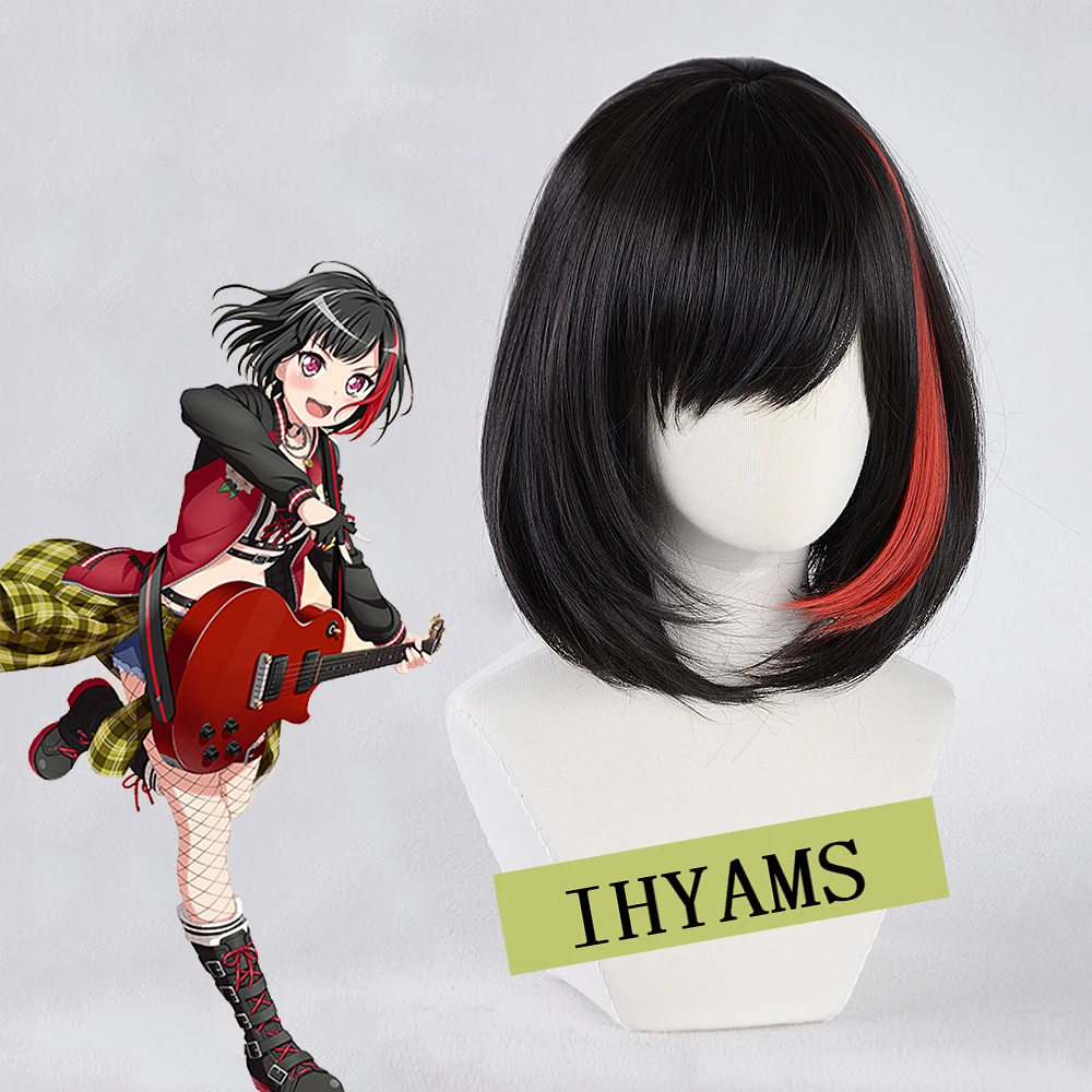 

Mitake Ran Wig Game BanG Dream! Cosplay Wig Synthetic Black Women Hair Anime BanG Dream Cosplay Mitake Ran Costume + Wig Cap