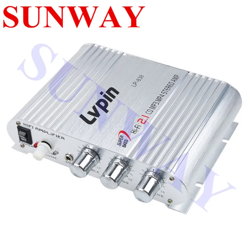 

Mini Lepy LP-838 Car 3 Channel Amplifier Stereo Mega Bass 12V Hi-Fi Connect With Phone PC DVD Player MP3 MP4 Portable Subwoofer