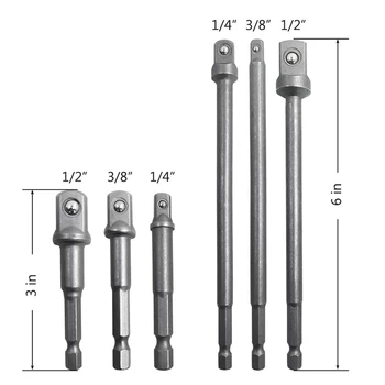 6 Pcs Hex Shank Socket Adapter Drill Bit/Extension Set, 1/4-Inch, 3/8-Inch, and 1/2-Inch Driver Power Drill Impact Driver - 3 In
6 Pcs Hex Shank Socket Adapter Drill Bit/Extension Set, 1/4-Inch, 3/8-Inch, and 1/2-Inch Driver Power Drill Impact Driver - 3 In