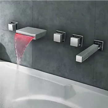 LED Light Waterfall Bathtub Faucet Wall Mount 5 Holes Mixer Tap with Handheld Sprayer Head
LED Light Waterfall Bathtub Faucet Wall Mount 5 Holes Mixer Tap with Handheld Sprayer Head