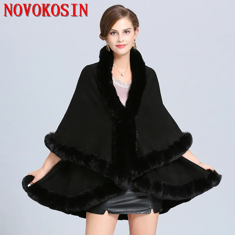 SC362 2019 2 Layers Knitted Poncho Winter Warm Long Cape Loose Solid Thick Cloak Women Imitation Fox Fur European Cardigan Coat
SC362 2019 2 Layers Knitted Poncho Winter Warm Long Cape Loose Solid Thick Cloak Women Imitation Fox Fur European Cardigan Coat