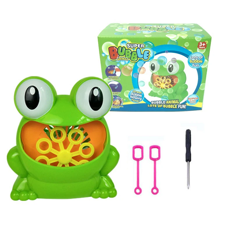 Portable Frog Automatic Bubble Blower Making Machine Camping Picnic Toys 