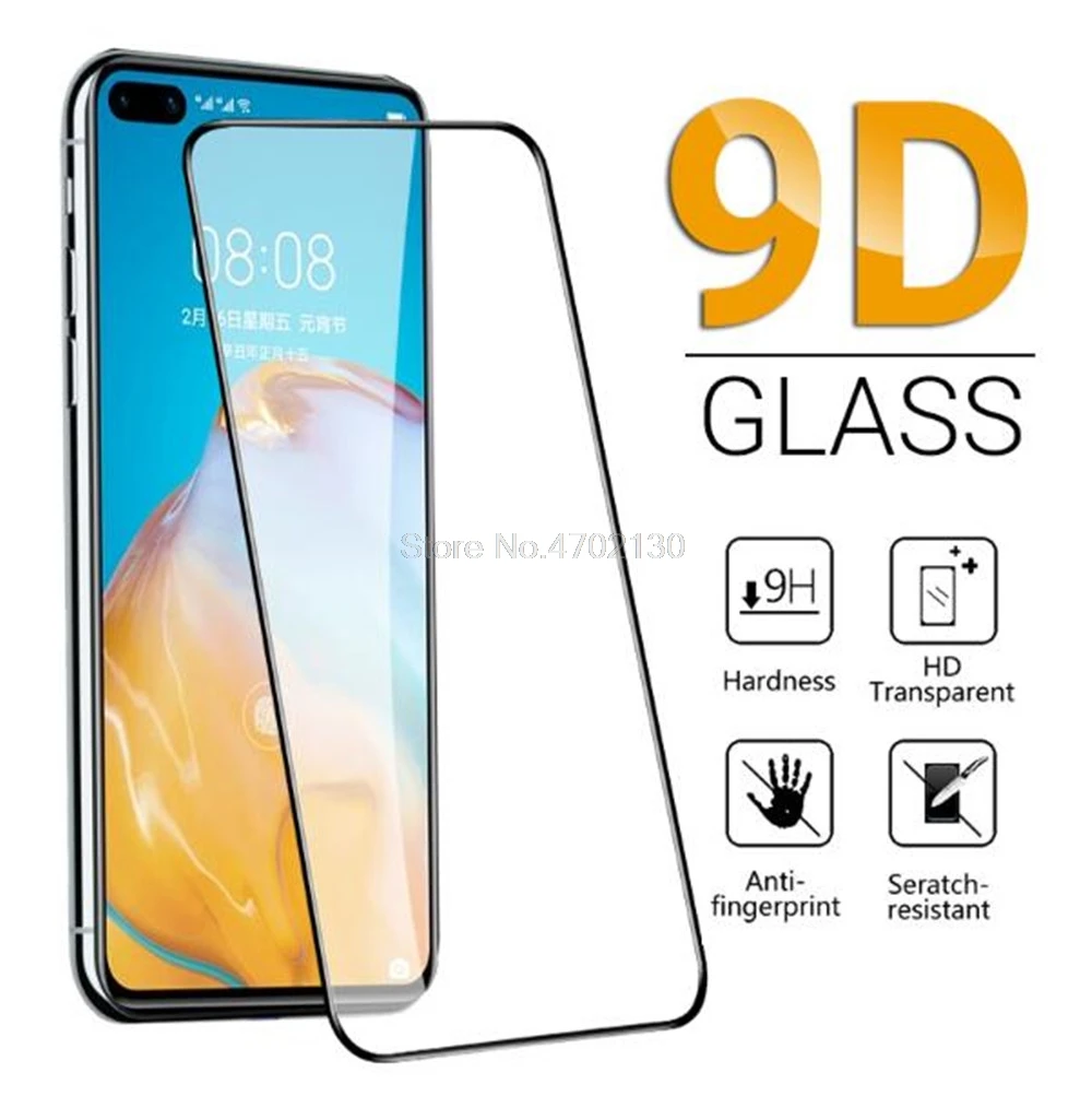 Фото Защитное стекло 9D на весь экран для Huawei P40 Lite закаленное P30 P50 P20 Pro P10 Plus P9 P8 2017 2019 |
