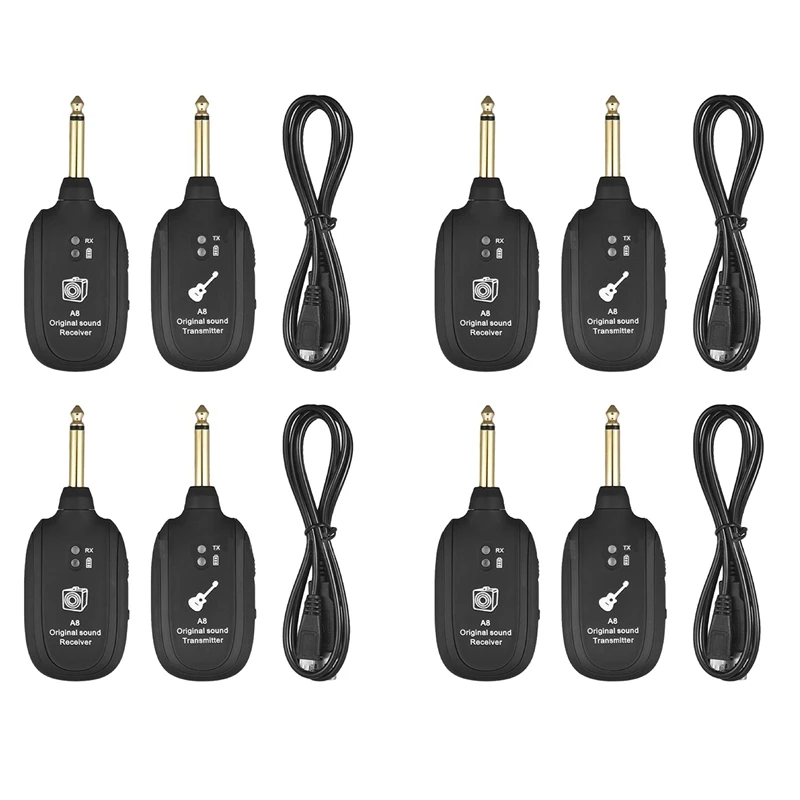 4 Set UHF Guitar Wireless System Transmitter Receiver Built-in Rechargeable Wireless Guitar Transmitter
4 Set UHF Guitar Wireless System Transmitter Receiver Built-in Rechargeable Wireless Guitar Transmitter