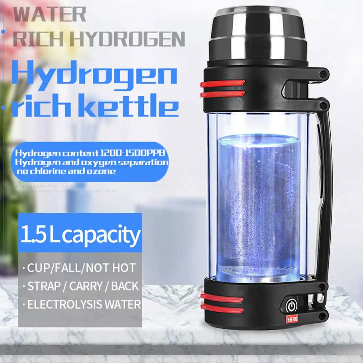 1.5L Large capacity Portable Quality Hydrogen-Rich Water Cup Ionizer Maker For Pure H2 Rich-Hydrogen Water Bottle-Hydrogen
1.5L Large capacity Portable Quality Hydrogen-Rich Water Cup Ionizer Maker For Pure H2 Rich-Hydrogen Water Bottle-Hydrogen
