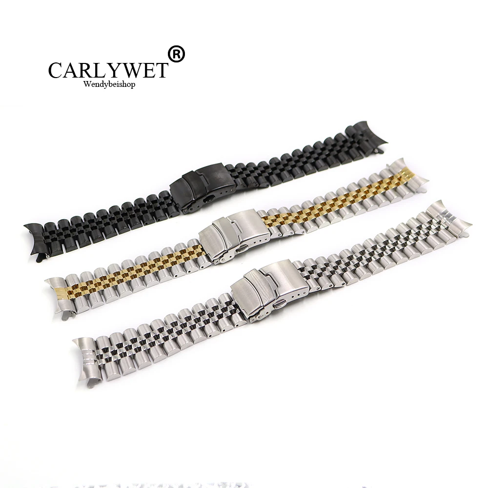 CARLYWET 22 мм с загнутым концом твердых винтовой ссылки Нержавеющая сталь ремешок