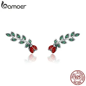 BAMOER Genuine 100% 925 Sterling Silver Insect Red Ladybug in Tree Leaves Stud Earrings for Women Fine Earrings Jewelry SCE314
BAMOER Genuine 100% 925 Sterling Silver Insect Red Ladybug in Tree Leaves Stud Earrings for Women Fine Earrings Jewelry SCE314