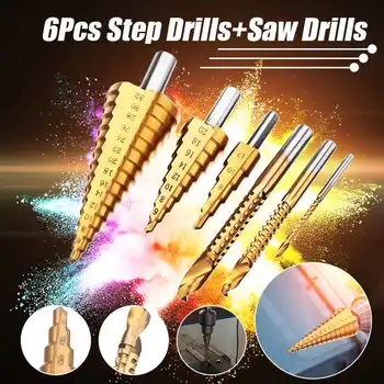 6Pcs/Set HSS 3-8mm High Speed Steel Cobalt Step Stepped Drill Bit Set Spiral For Triangle Shank Metal Cone Hole Woodworking Set
6Pcs/Set HSS 3-8mm High Speed Steel Cobalt Step Stepped Drill Bit Set Spiral For Triangle Shank Metal Cone Hole Woodworking Set