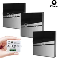 433MHz Mini Smart Light Switch with Wireless Remote Control Touch Button Wall Switch Tempered Glass Wall Panel 220v 10a Led Lamp
433MHz Mini Smart Light Switch with Wireless Remote Control Touch Button Wall Switch Tempered Glass Wall Panel 220v 10a Led Lamp