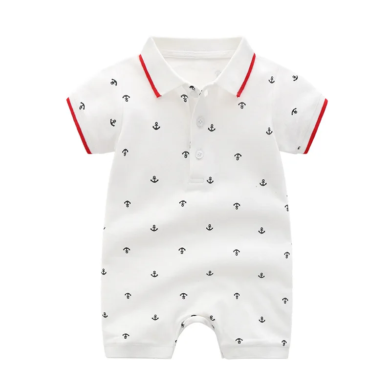 2021 summer new style cotton boy baby handsome polo collar navy print one-piece romper
2021 summer new style cotton boy baby handsome polo collar navy print one-piece romper