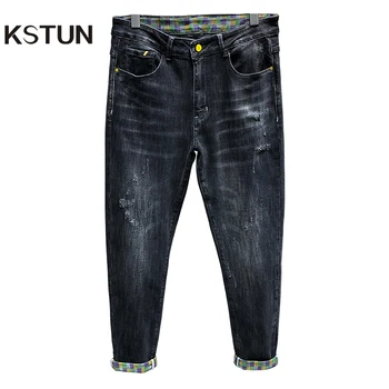 KSTUN Men's Jeans Skinny Dark Gray Stretch Thick Suit for Autumn and Winter Colorfully Blocks Cuffs High Quality Famous Brand 
KSTUN Men's Jeans Skinny Dark Gray Stretch Thick Suit for Autumn and Winter Colorfully Blocks Cuffs High Quality Famous Brand