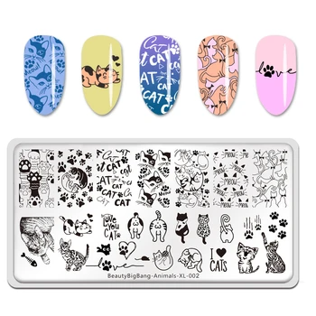 

BeautyBigBang Nail Art Template New Style Animal XL-002 Cute Cat Lovely Heart Image Stainless Steel Stencil Stamping Plates