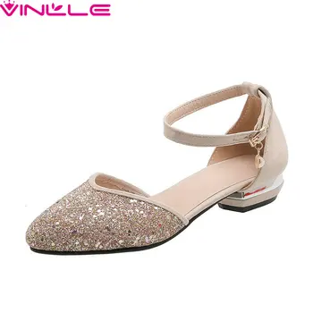 VINLLE 2020 Sequins PU Flock Pointed Toe Fashion Women Pumps Square Low Heel Buckle Spring Ladies Single Shoes Big Size 34-43
VINLLE 2020 Sequins PU Flock Pointed Toe Fashion Women Pumps Square Low Heel Buckle Spring Ladies Single Shoes Big Size 34-43
