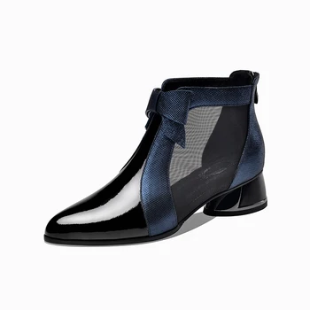 Summe Style sweet Women Patent Leather Ankle Boots Butterfly Knot Mesh Thick Heel Zipper Boots Woman size 41 42 43
Summe Style sweet Women Patent Leather Ankle Boots Butterfly Knot Mesh Thick Heel Zipper Boots Woman size 41 42 43