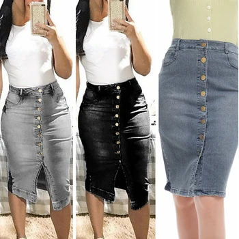 Women Fashion High Waist Denim Distressed Jeans Bodycon Long Skirt Buttons Pockets Split Bandage Jeans Skirt 
Women Fashion High Waist Denim Distressed Jeans Bodycon Long Skirt Buttons Pockets Split Bandage Jeans Skirt