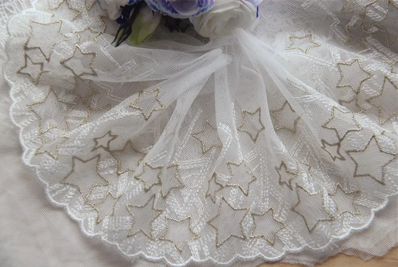 2 ярдов/партия 11 см широкая золотая нить звезда вышитая Сетка кружевная отделка Сделай Сам текстильное украшение для девочки diy Материал X1075
2 ярдов/партия 11 см широкая золотая нить звезда вышитая Сетка кружевная отделка Сделай Сам текстильное украшение для девочки diy Материал X1075