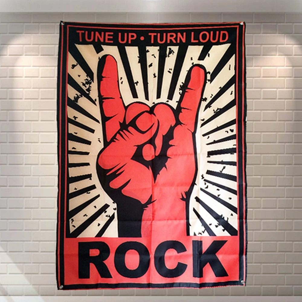 

Rock and Roll Band Singer Music Poster Wall Art Flag Banner Wall Hanging Tapestry HD Canvas Painting Print Art Home Decoration B