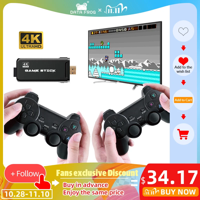 DATA FROG TV Video Game Console With 2.4G Double Wireless Controller Built in 3000/10000 Games Support For PS1/GBA Game Console
DATA FROG TV Video Game Console With 2.4G Double Wireless Controller Built in 3000/10000 Games Support For PS1/GBA Game Console