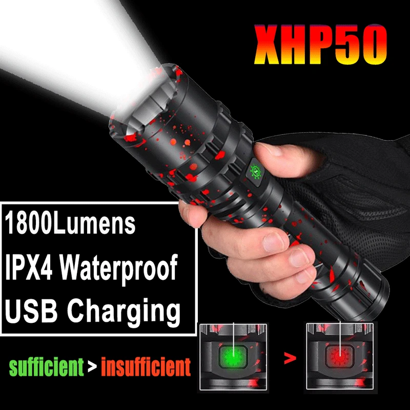 High Power XHP50.2 LED Flashlight Xlamp Aluminum Hunting L2 Waterproof Torch Light Powerful Lanterna Use 18650 26650 Battery
High Power XHP50.2 LED Flashlight Xlamp Aluminum Hunting L2 Waterproof Torch Light Powerful Lanterna Use 18650 26650 Battery