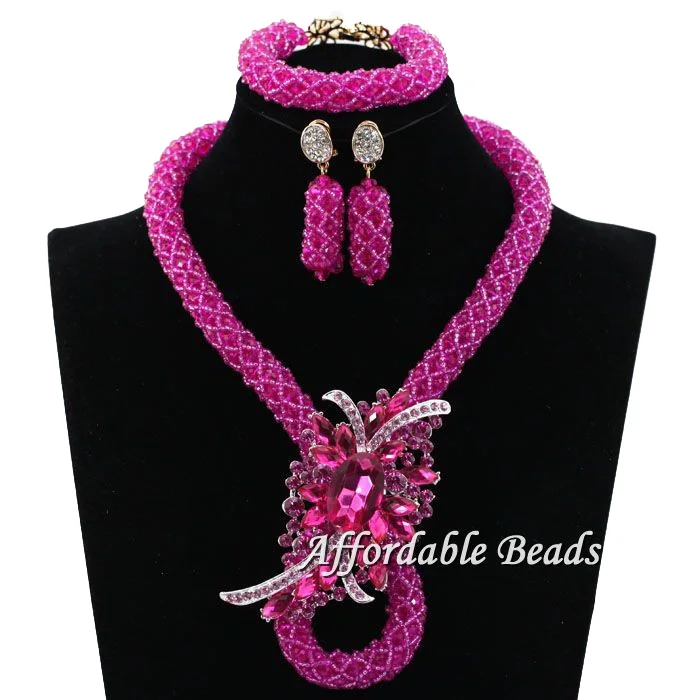 Fashion Pink African Crystal Pendant Bridal Jewelry Set Nigerian Wedding Anniversary Necklace Earrings Bracelet Set QW287
Fashion Pink African Crystal Pendant Bridal Jewelry Set Nigerian Wedding Anniversary Necklace Earrings Bracelet Set QW287