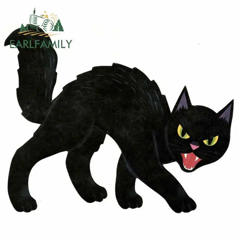 

EARLFAMILY 13cm x 10.7cm for Halloween Spooky Kid Horror Cat Witch Car Stickers Vinyl JDM Bumper Trunk Truck Graphics Waterproof