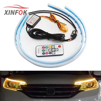2x LED DRLs Car Auto Daytime Running Lights RGB Color DC 12V Remote Control 30 45 60cm Switch Amber Turn Signal Lamps
2x LED DRLs Car Auto Daytime Running Lights RGB Color DC 12V Remote Control 30 45 60cm Switch Amber Turn Signal Lamps