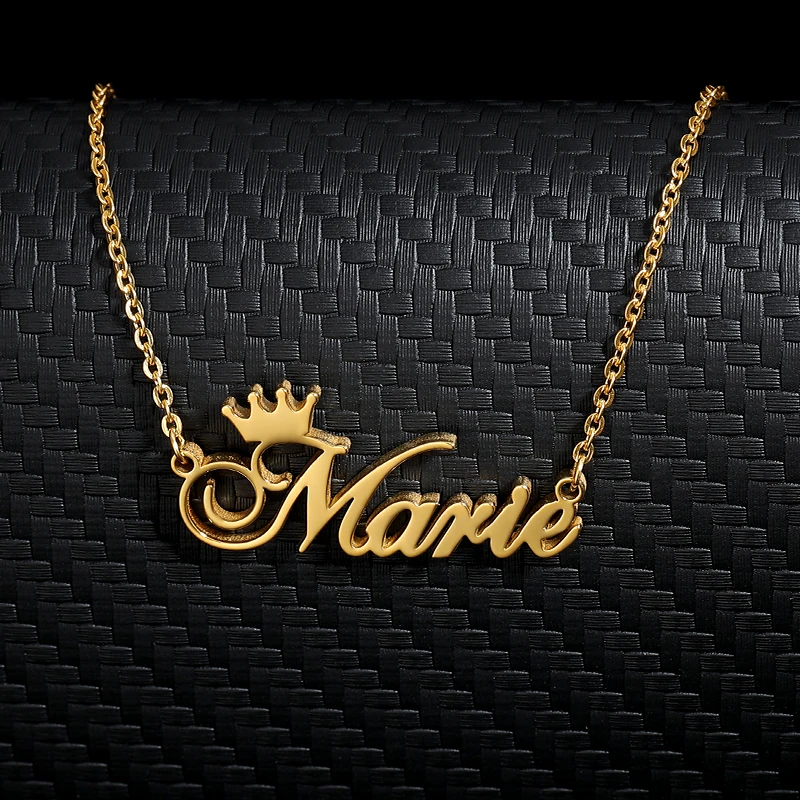 Custom Name Crown Font Necklace For Women Nameplate Personalized Stainless Steel Chain Choker Customized BFF Jewelry Gift Custom Name Crown Font Necklace For Women Nameplate Personalized Stainless Steel Chain Choker Customized BFF Jewelry Gift