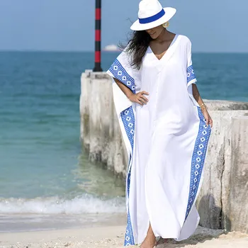Fashion Casual Beach Dress Women V Neck Dolman Sleeve Cover Up Embroidered Pareo Side Split Robe Bathing Suit Cover Ups Tunic
Fashion Casual Beach Dress Women V Neck Dolman Sleeve Cover Up Embroidered Pareo Side Split Robe Bathing Suit Cover Ups Tunic