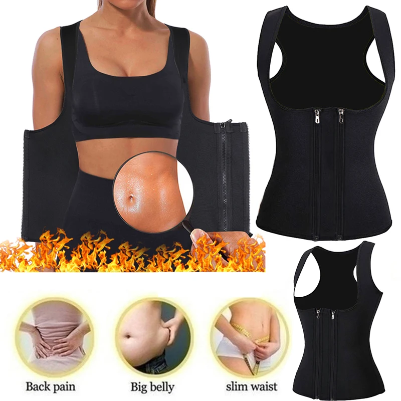 Women Workout Shirt Double Front Zipper Waist Trainer body Shaper Cinchers Thin Shapers Slimming Belt Corset Girdle Shaping | Спорт и